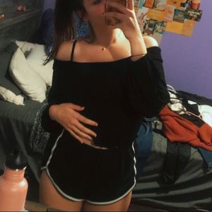 Black long sleeve blouse. Baby doll material